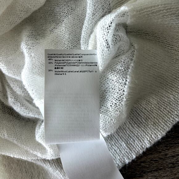 NWT BOSS Lucid White Mohair-Wool V-Neck Sweater Vest Size Medium Sheer Knit - Picture 14 of 16